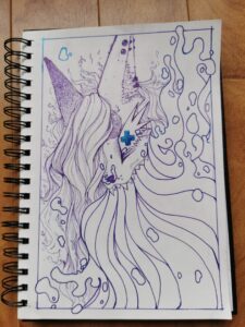 photograph of the raw lineart for the featured image.
